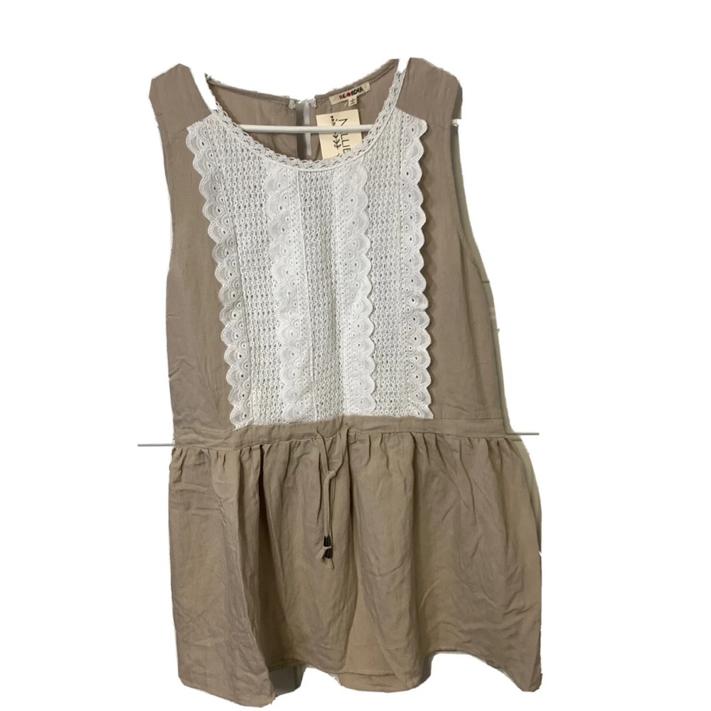 Baby Doll Dress Nellie Mae by Re-Order. Sleeveless White Lacey/Crochet BibTop L